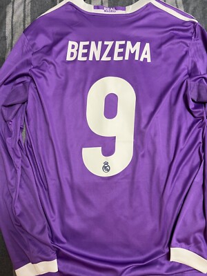 2016/2017 Retro Long Sleeve Real Madrid Away Football Jersey #9