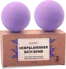 2 Pack Bath Bombs Hemp Oil Lavender Essential Oils for Dry Skin Relaxing Gift