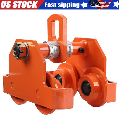 Push Beam Trolley Manual Roller Trolley 4400LBS/2 Ton Load 3.5'' to 8'' Adjustable