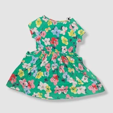 $38 Joules Kid's Girl's Green Jude Floral Elastic Waist Fit & Flare Dress Size 5