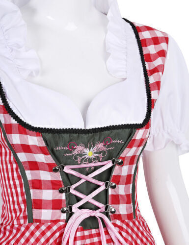 Set Dirndl da donna abito tradizionale Oktoberfest abito da cerimonia vestito cosplay outfit DE- - Foto 2 di 5