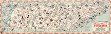 Vintage Pictorial "Chuckle" Map of Tennessee Wall Art Poster Print Decor Reprod.