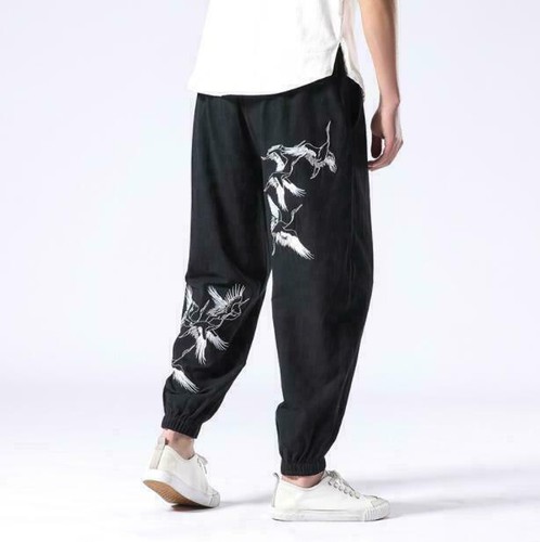 Para hombres Moda Estilo Chino Bordado Informal Pantalones Cómodos Algodón Pantalones para Correr - Imagen 3 de 16