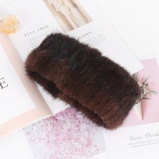 New Real Brown Knitted Mink Knitted Fur Headband Ear Neck Warmer Beautiful