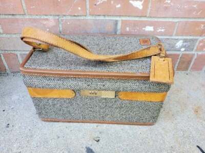 Vintage Hartmann Belting Leather Tweed Suitcase Luggage Carry-on