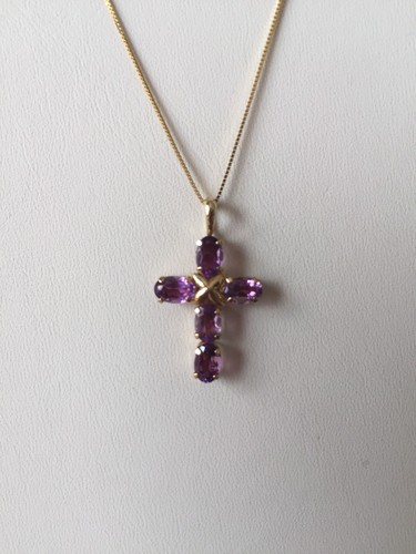 Amethyst Cross Pendant 10K Yellow Gold - Picture 8 of 8