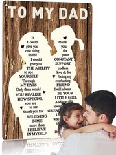 Fathers Day Dad Gifts from Daughter - To Dad Tin Metal Sign Wall Art Retro Gi...