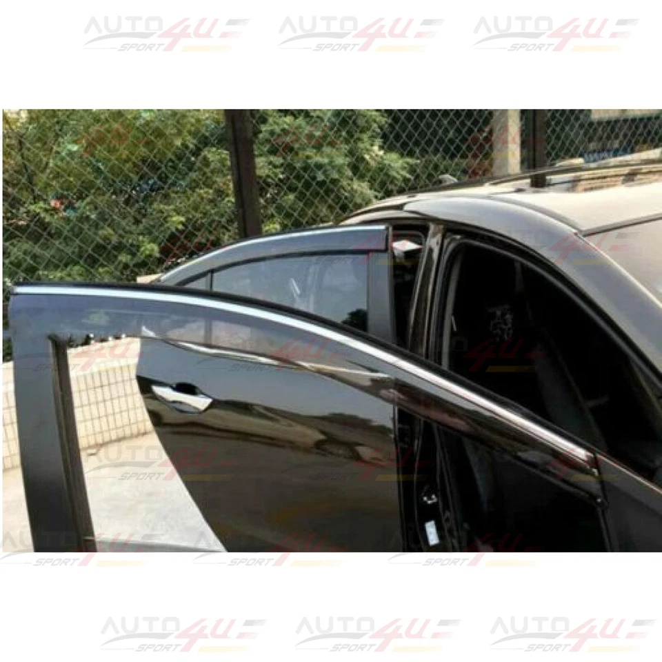 Fit Acura ILX 2013-2022 Window Visors Sun Rain Guards Deflectors w/ Chrome Trim - Image 3 of 4