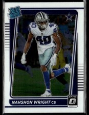 2021 Panini Donruss Optic Nahshon Wright Rated Rookie RC #285 Dallas Cowboys