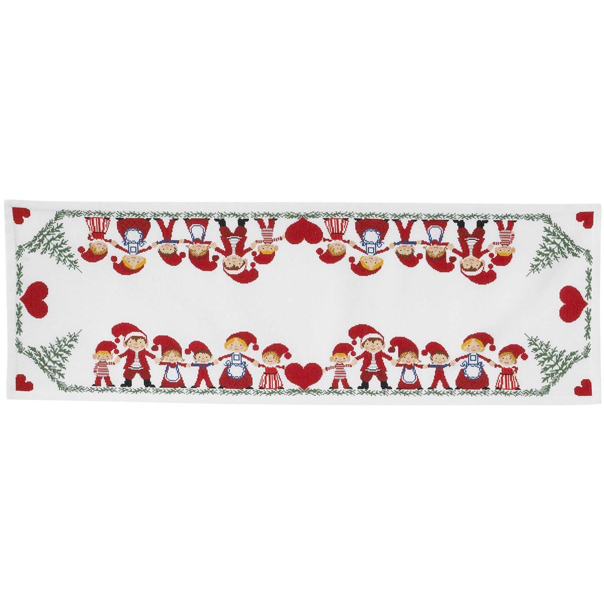 Eva Rosenstand table runner counted cross stitch kit ""Elf with hearts"", 37x109cm