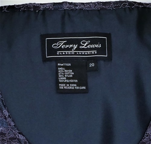 Terry Lewis Womens Top Tank Top Blouse NEW Black Satin w/ Floral Lace 1X / 20 - Picture 10 of 11