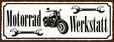 Schild Motorrad Werkstatt Mechaniker Moped Biker Bastler 27x10 Blech od.Holz