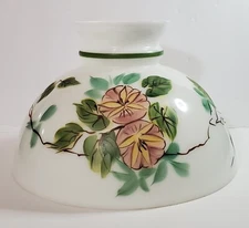 Vintage Hand Painted Student Oil Electric Lamp Light Shade Floral 9 3/4"