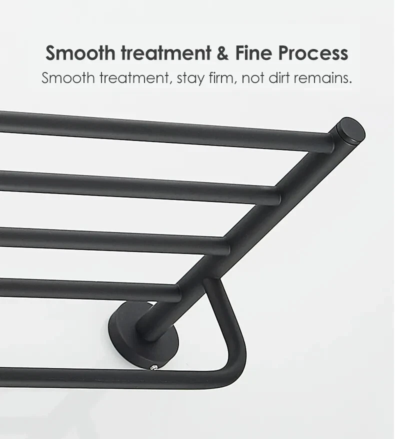 Toallero negro mate soporte accesorios de baño estante montado en la pared Foto 3 de 4