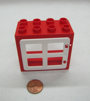 Lego Duplo Red & White Window Pane Door Unit Building Block 2X4 Christmas