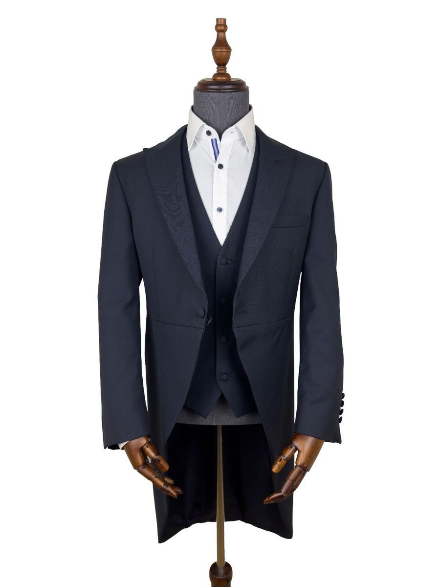 Navy Blue Piece Tailcoat Suit Royal Ascot Wedding Jacket Trouser