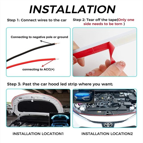 86" Dynamic LED Running Light Front Hood Strip Ambient Lamp For Ford Bronco - Imagen 8 de 9