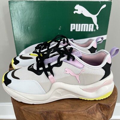 Puma Rise Rainbow Dash Women Size 8 Sneakers 374955-02 White and Pink | eBay