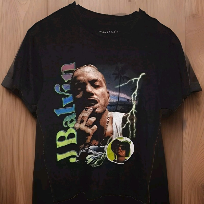 J Balvin Graphic T-Shirt Size Medium Short Sleeve Black