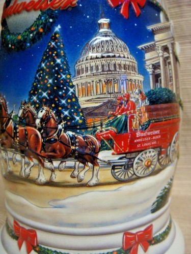 '01 BUDWEISER CLYDESDALE HOLIDAY STEIN Ceramarte Brazil - Picture 5 of 8
