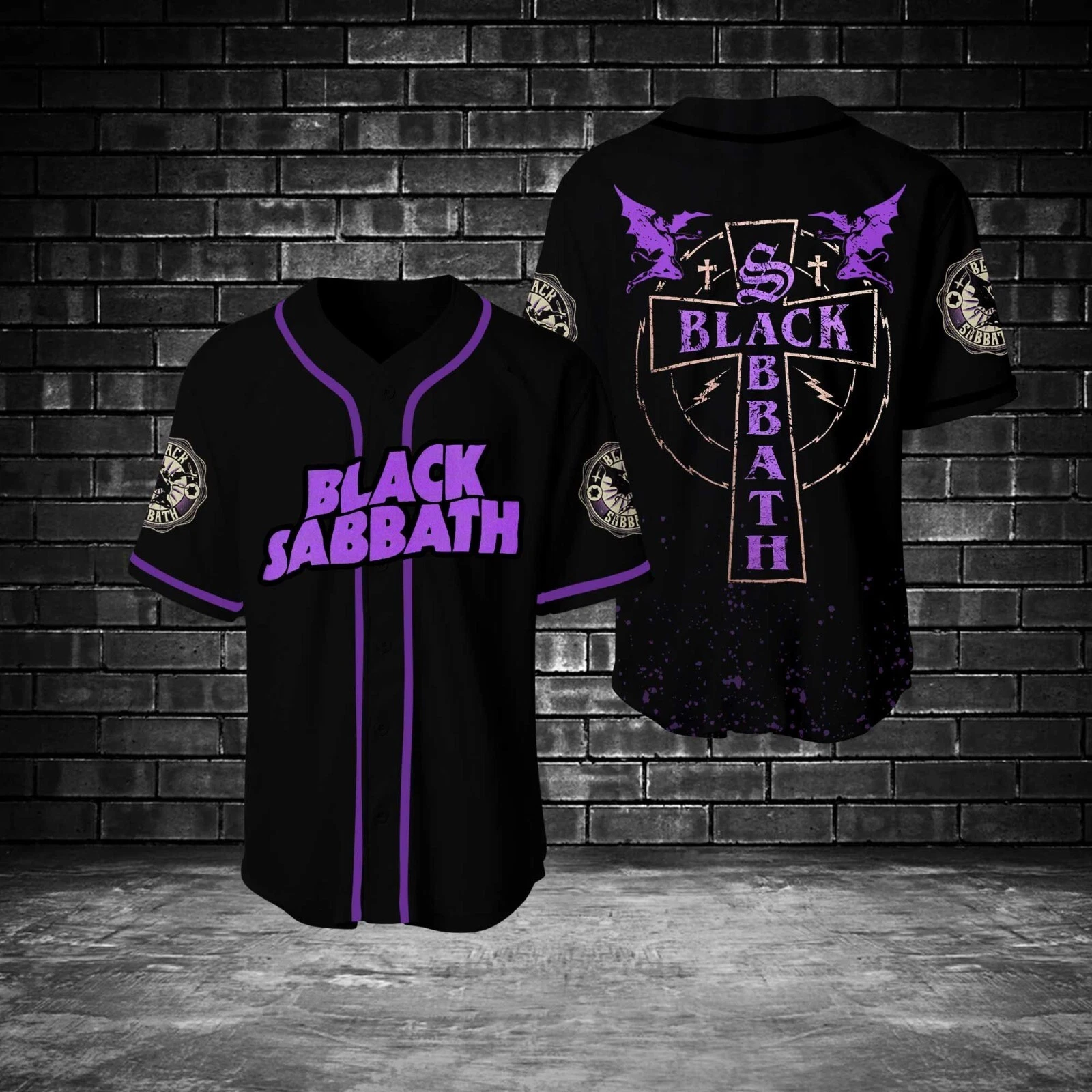 Black Sabbath Rock Band Printed Baseball Jersey Shirt