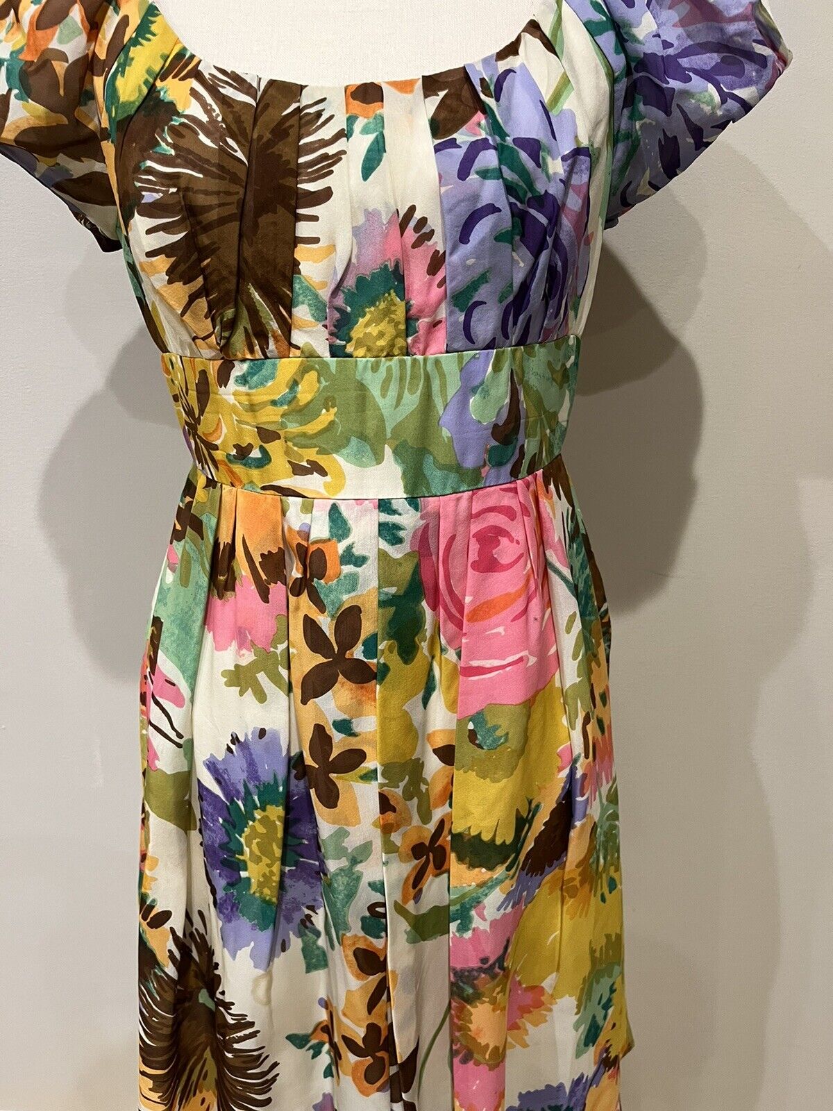Suzi Chin for Maggy Boutique Silk Floral Dress Cap Sleeve Spring Summer  Size 6