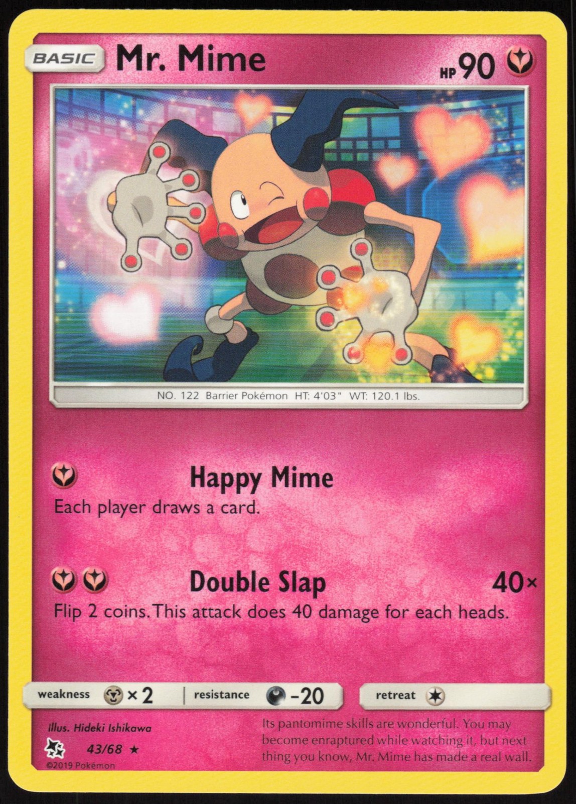 Mr. Mime 43/68 Rare Hidden Fates Pokemon Near Mint