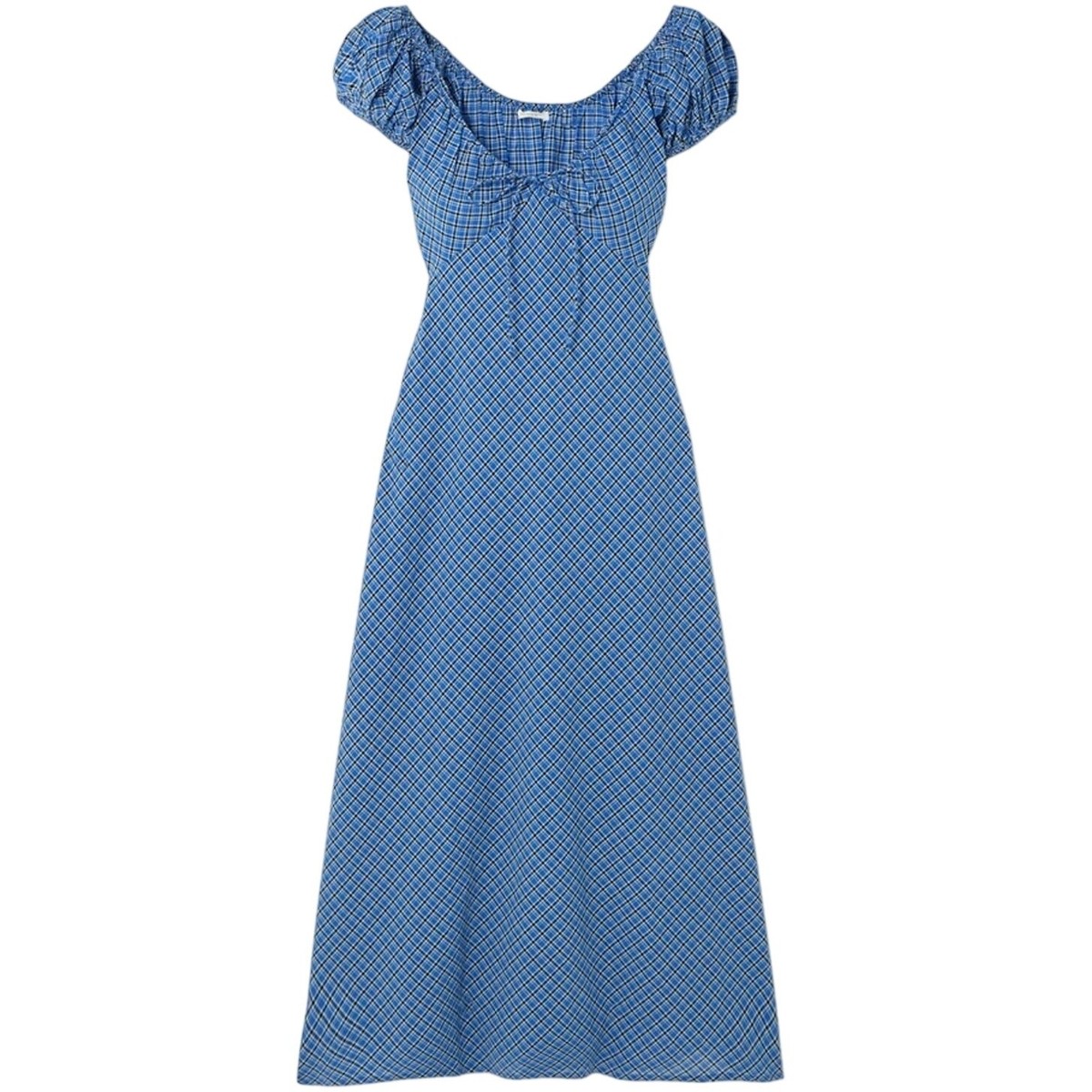 doen dress blue NWT Sofia Cotton Puff Short Sleeve Midi Maxi Cassis Check Plaid grazing tiered skirt loop-ae-054 Some fans believe Padmé's Color:City Chic