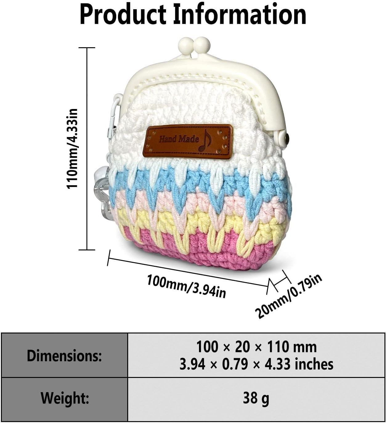 Crochet Case for TAGRY X08, TOZO NC3, NC9, Soundcore Sport X20, Jlab Go Air Pop+