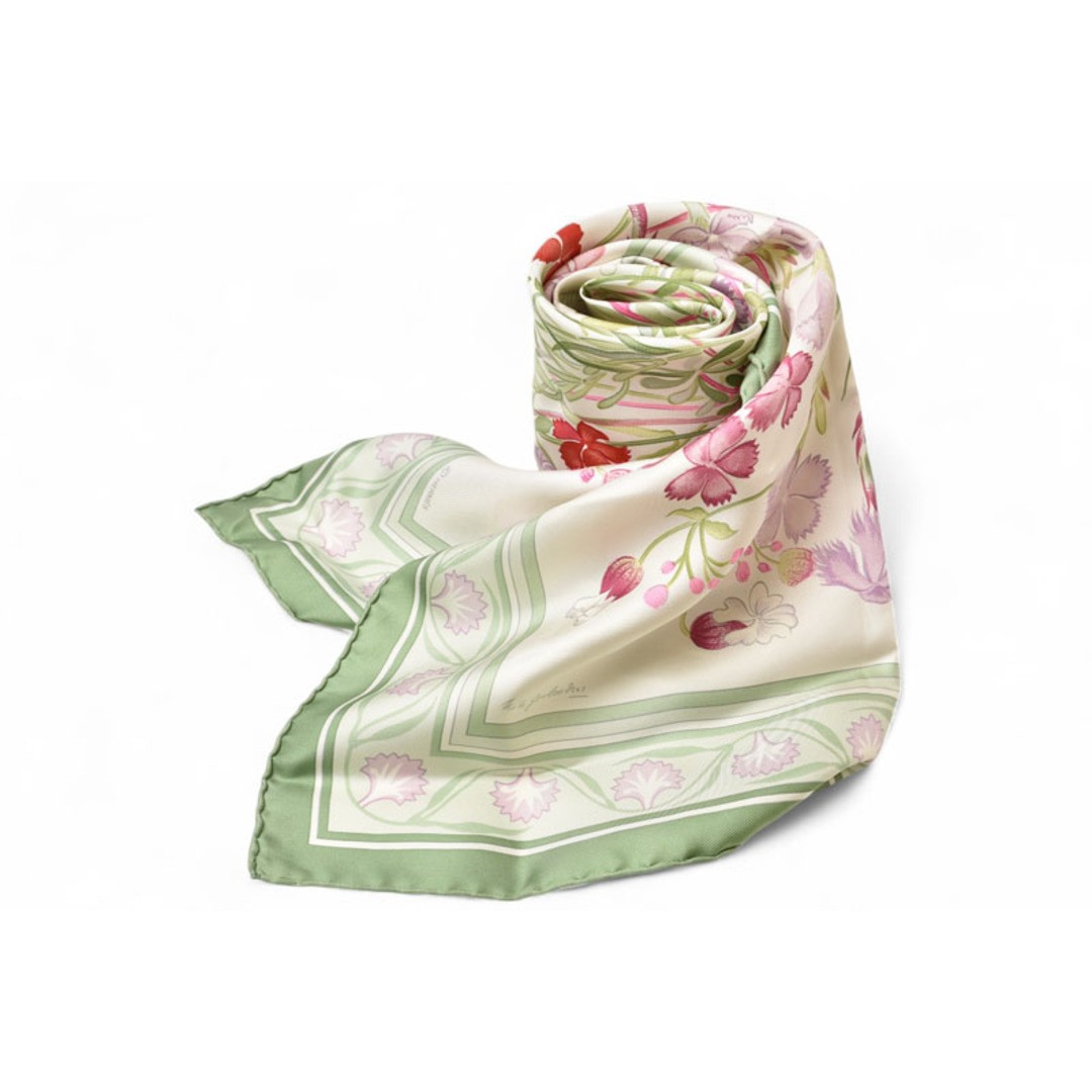 Hermes Carre90 Silk Twill Scarf Wild Carnations Oeillets Sauvages Floral Design  
