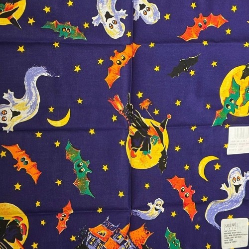 Vintage Halloween Cotton Spooky Night Dinner Napkins Set of 4 Retro Witchy