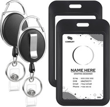 2 Pack Badge Holder Retractable Clip Heavy Duty Reels with Vertical Sliding ID B