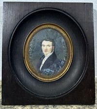 Miniatura Ovale Dipinto: Ritratto Di Gentiluomo Parigi 1832 Francia