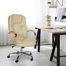 XXL Bürostuhl creme Kunstleder Chefsessel Drehstuhl große schwere Personen NEU