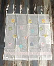 Pottery Barn Kids Sheer Tie Curtain Drape Panel White Pink Patchwork Floral 43"