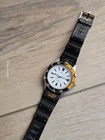 Timex Watch Mens Indiglo Diver 100M White Dial Black Rubber Strap Quartz Vtg