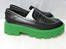 Steve Madden Maisee Black /Green Chunky Platform Loafers sz 6.5 L25K