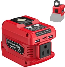 220W Power Inverter for Milwaukee 18V Battery, DC 18V to AC 110V Battery Inverte