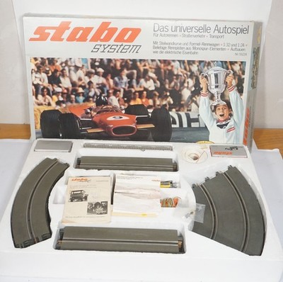 Vintage Stabo System No. 55224 Auto Rennbahn Set mit 2x Autos und 4x Controller