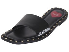 Love Moschino Women's Sandals Flat Shoes Studded Leather Black