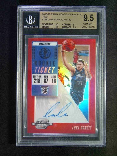2018-19 Panini contenders optic Luka Doncic RC Rookie Red Auto /149 BGS 9.5