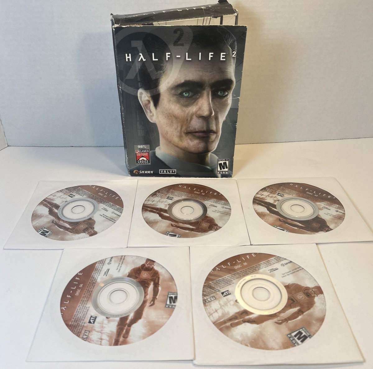 Half-Life 2 PC Big Box 5 Disc CD-ROM Set Mint Discs Valve Sierra G