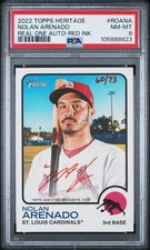 Nolan Arenado 2022 Topps Heritage Real One Red Ink Auto /73 PSA 8! Cardinals