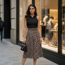 Zimmermann Bonita Skirt Size 3 / 14 AU / 10 US Leopard Midi Linen Belted Safari