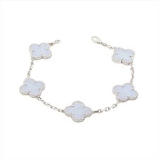 Van Cleef Arpels Vintage Alhambra 5P Chalcedony Bracelet 750 WG 11.8g