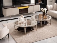 Gruppe Couchtische Beistelltische Set 2Tlg Kaffeetische Beige Holz