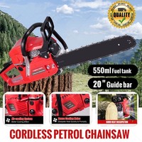 52cc Petrol Chainsaw 5.7HP 2-Stroke 20 55cm Bar Length Powerful Wood Cutter UK