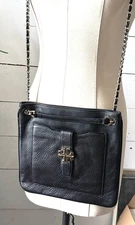 Excellent Tory Burch Britten Chain Crossbody Bag Pebbled Black Logo