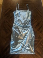 Windsor Light Green Satin Square Neck Spaghetti Strap Bodycon Mini Dress S
