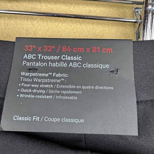 NUEVO CON ETIQUETAS Pantalones Pantalones Lululemon ABC Calce Clásico Warpstreme Hombres 33x30 Negro Carbón - Imagen 16 de 16